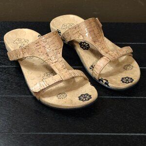 Vionic Molly Orthaheel Gold Cork Slide Sandals Women's US 8